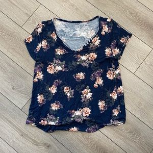 Maurices Navy Floral 24/7 Tee